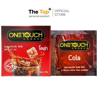 Onetouch ถุงยางอนามัย Cola 3 ชิ้น ชนิดเรียบ บาง หอมกลิ่นโคล่า น้ำมันซิลิโคน 550 มก. ไซส์ 52 มม.