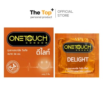 Onetouch ถุงยางอนามัย Delight ชนิดเรียบ บาง นุ่ม ลื่น น้ำมันซิลิโคน 550 มก. ไซส์ 54 มม. จำนวน 3 ชิ้น